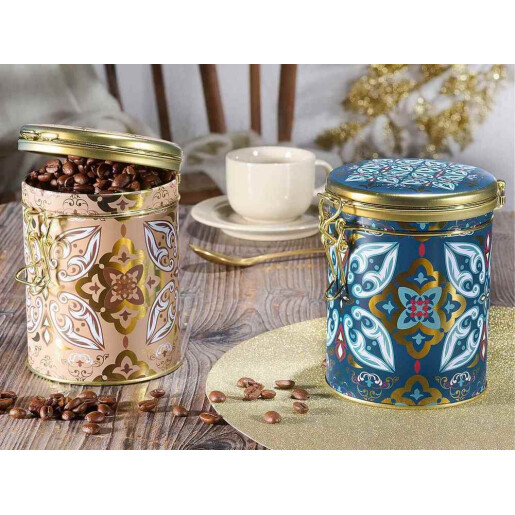 Borcan metal multicolor inchidere ermetica cm 11,5 x 9 x 12 H