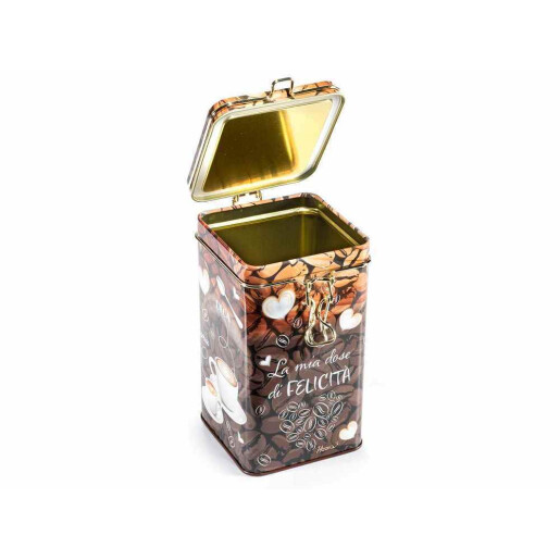 Cutie depozitare cafea inchidere ermetica metal multicolor cm 9 x 9 x 17 H