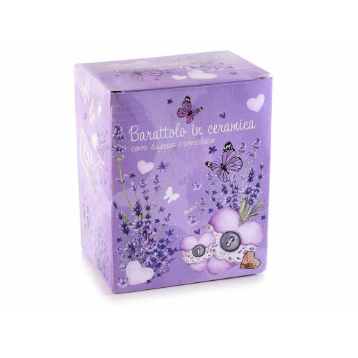 Set 4 borcane ceramica alba mov Lavanda 13.5x9.5x15 cm