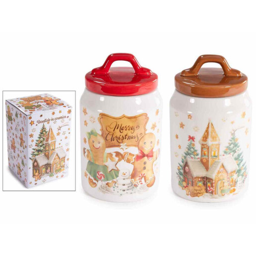 Set 2 borcane Craciun ceramica multicolora Ø 10 cm x 17 H Set 2 borcane Craciun ceramica multicolora Ø 10 cm x 17 H