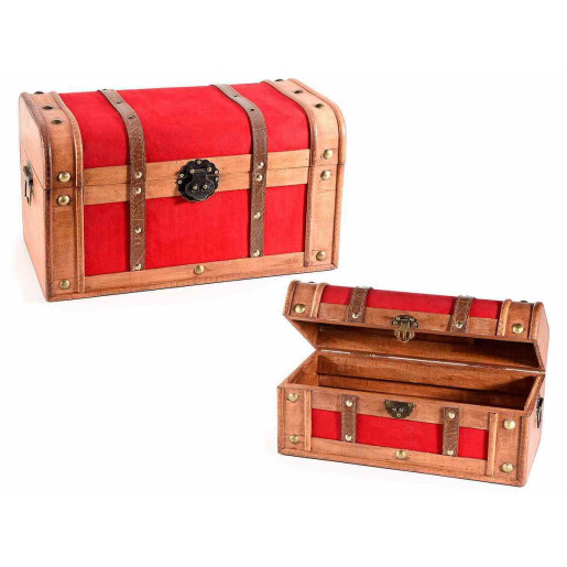 Set 2 cufere lemn catifea 40.5x23x23 cm, 34x17x16 cm