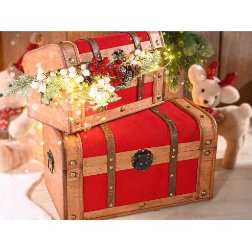 Set 2 cufere lemn catifea 40.5x23x23 cm, 34x17x16 cm