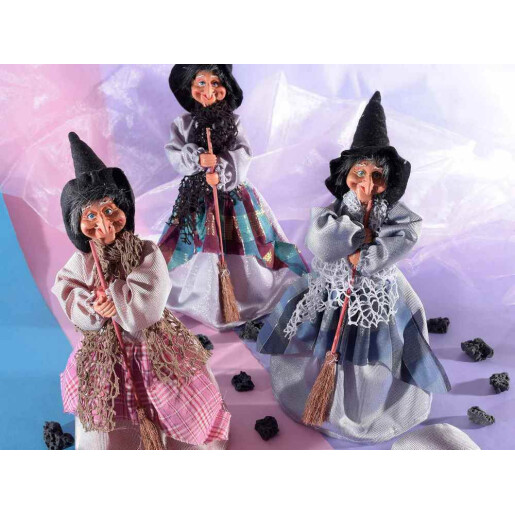 Figurina Vrajitoare Befana cu recipient pentru dulciuri I II Ø12cmx35H