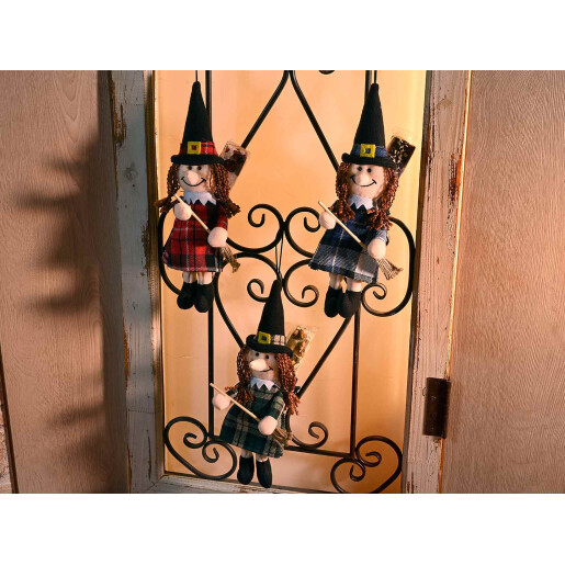Figurina Halloween Vrajitoare Befana cu saculet textil multicolor JF 10x7x31H