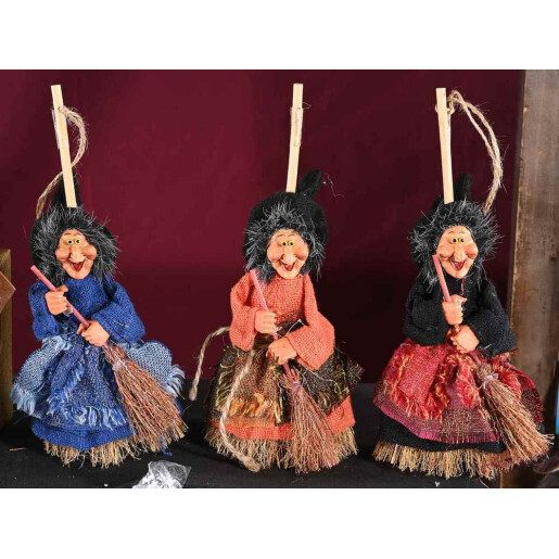 Set 3 figurine Halloween Vrajitoare textil multicolor cm 8 x 20 H