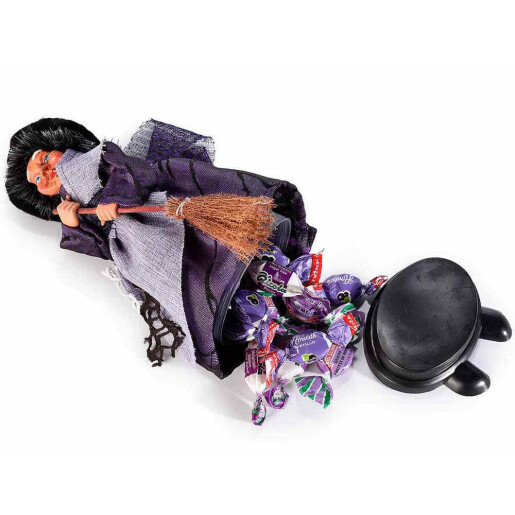 Set 3 figurine Halloween Vrajitoare Befana cu recipient pentru dulciuri cm9,5x11x18H