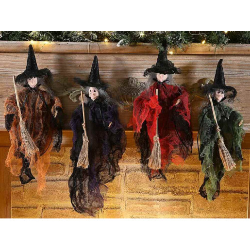 Figurina Halloween Vrajitoare Befana textil multicolor cm 13 x 32 H
