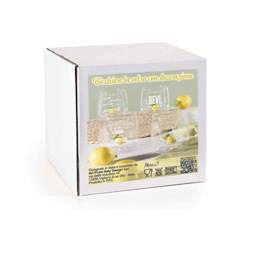 Set 4 pahare sticla decor Lamai 3D Ø 9 cm x 9 H
