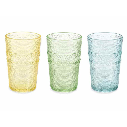 Set 6 pahare sticla multicolora Ø 8 cm x 12,5 H, 350 ml