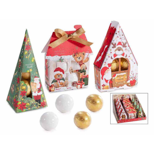 Set 12 bombe baie in cutie cadou Craciun cm 6 x 5 x 14 H, 12 x 15 gr