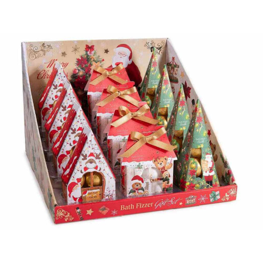 Set 12 bombe baie in cutie cadou Craciun cm 6 x 5 x 14 H, 12 x 15 gr