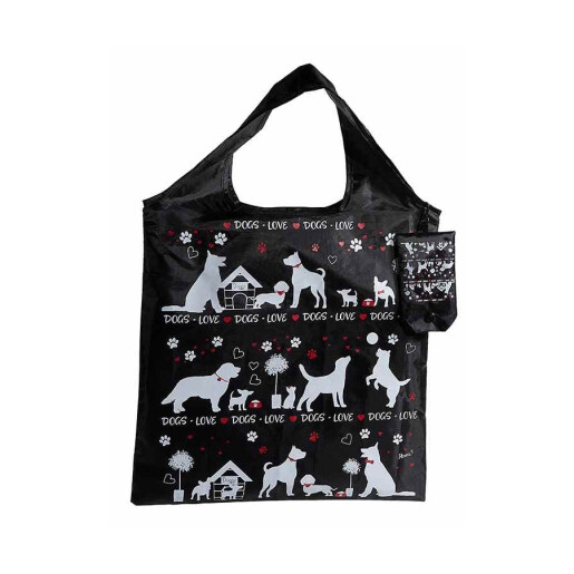 Sacosa cumparaturi poliester alb negru Pisicute cm 37 x 54 H, 12 L