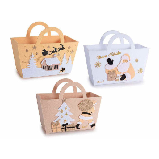 Set 3 gentute Craciun textil multicolor cm22x10x18H