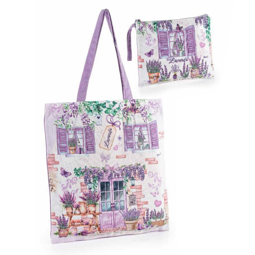 Sacosa cumparaturi cu portmoneu textil multicolor Provence 38 x 68 H