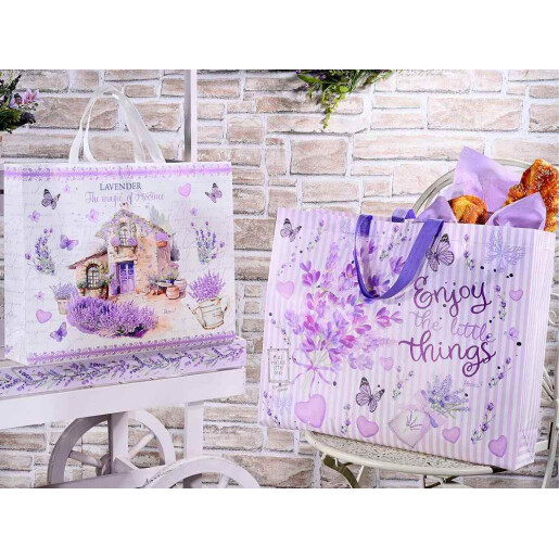 Sacosa cumparaturi material netesut Lavanda cm49x12x56H, 21 L