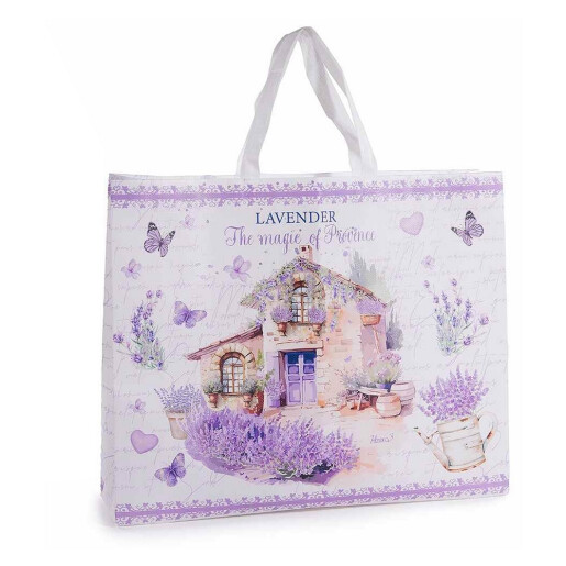 Sacosa cumparaturi material netesut Provensal cm49x12x56H, 21 L