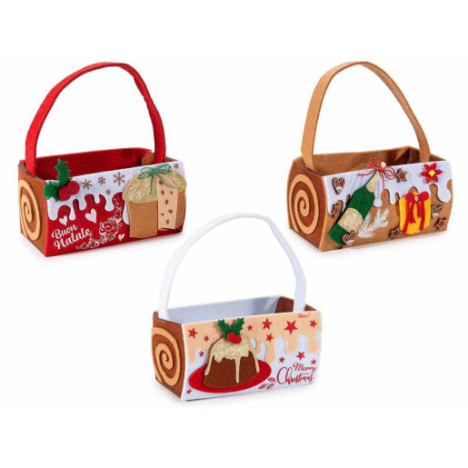 Set 3 gentute Craciun textil multicolor 16.5x9.5x19 cm