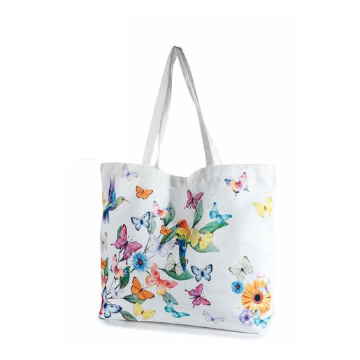 Sacosa cumparaturi textil multicolor Fluturasi si Flori 58x15x72H