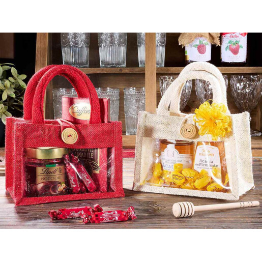 Set 8 gentute cadouri iuta multicolora cm18x11x23H