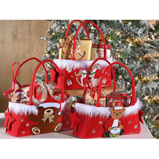 Set 3 gentute Craciun textil multicolor 19.5x10x25 cm