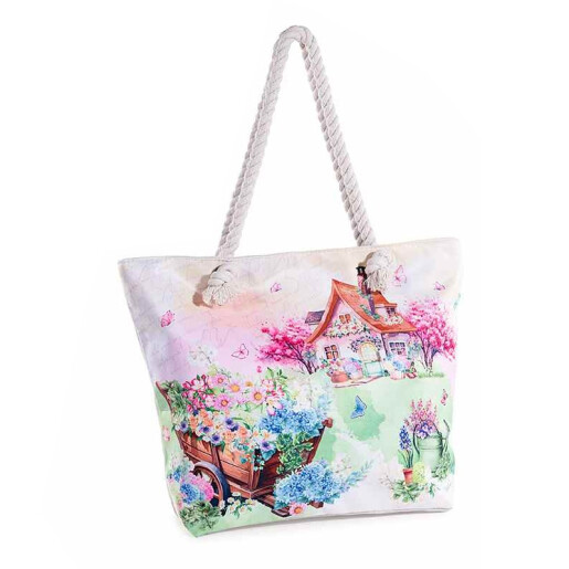 Sacosa cumparaturi textil multicolor Spring II cm 44x13x34 H