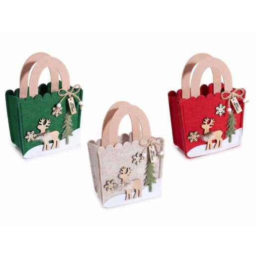 Set 3 gentute Craciun textil multicolor cm 12,5 x 6,5 x 18 H