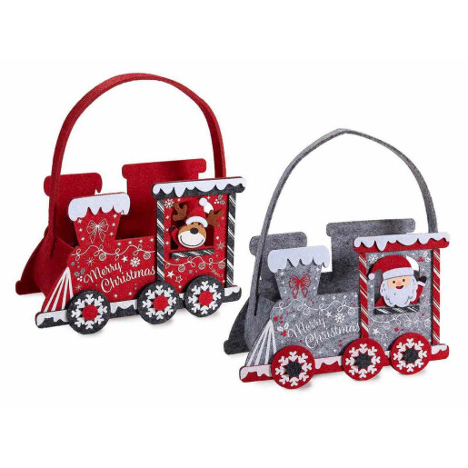 Set 2 gentute Craciun textil multicolor cm 20,5 x 9 x 13 H