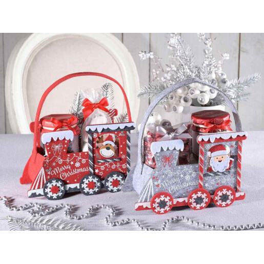 Set 2 gentute Craciun textil multicolor cm 20,5 x 9 x 13 H