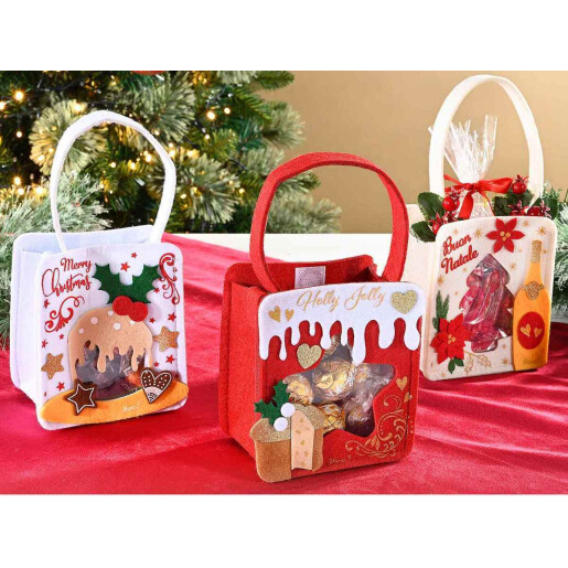 Set 3 gentute Craciun textil multicolor 11x8x26 cm