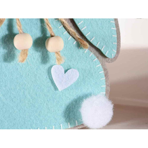 Gentuta Iepuras textil bej albastru 12x8x19 cm