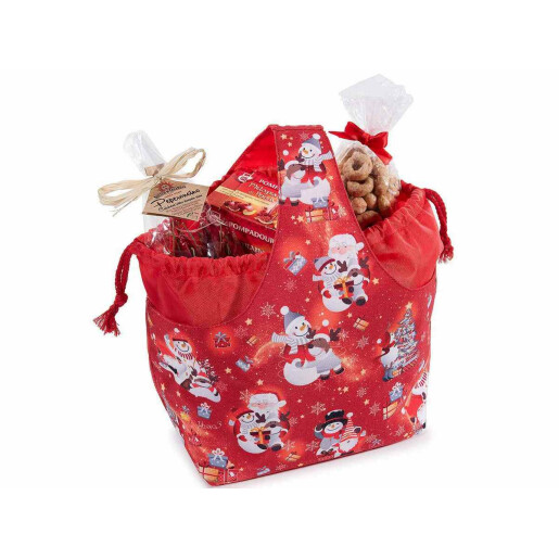 Set 2 cosulete Craciun textil multicolor 24x17x28H