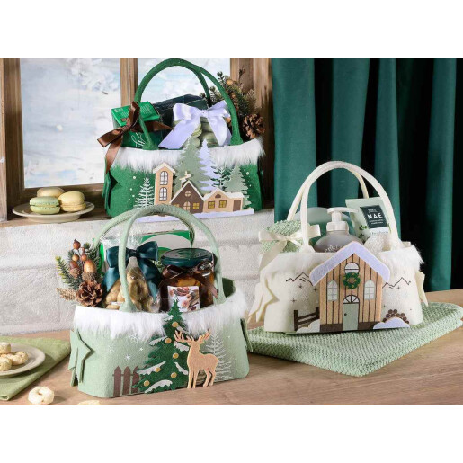 Set 3 gentute Craciun textil multicolor cm 19,5 x 10 x 25 H