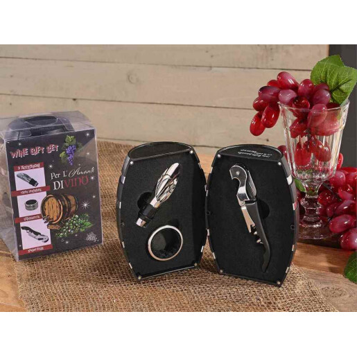 Set cadou, 3 ustensile pentru vin Ø 9,5 cm x 14 H