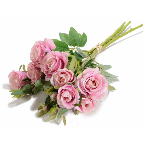 Buchet Trandafiri artificiali roz verzi 45 cm