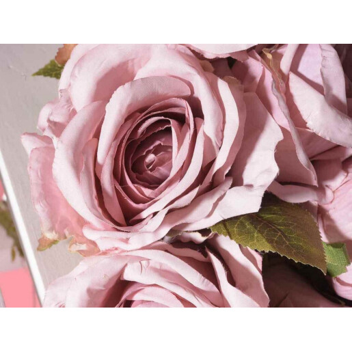 Buchet Trandafiri artificiali roz verzi 44 cm