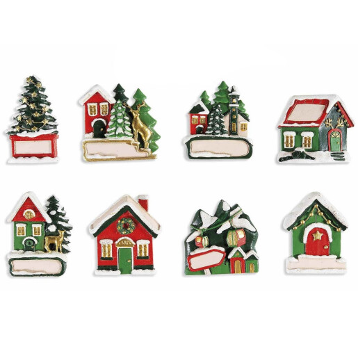 Set 8 magneti Craciun polirasina 3.5x5.5 cm