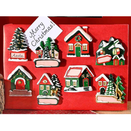 Set 8 magneti Craciun polirasina 3.5x5.5 cm