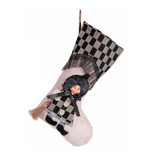 Ciorap decorativ Halloween Befana textil multicolor III 18 x 30 H
