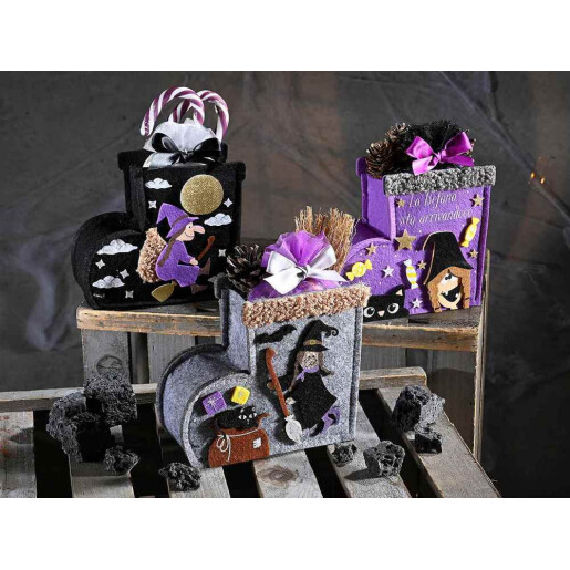 Ghetuta Halloween Befana textil multicolor cm 15 x 7 x 13 H