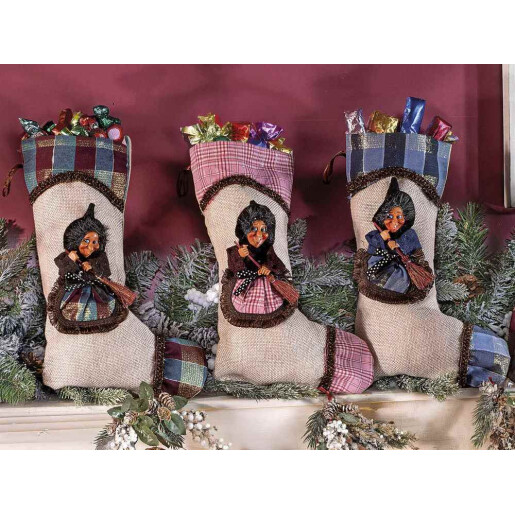 Ciorap decorativ Halloween Befana textil multicolor cm 23 x 38 H