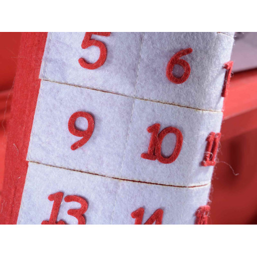 Calendar Advent Craciun model soseta rosu alb cm 28 x 50 H