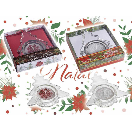 Set 2 suporturi cu lumanari Craciun 9x9x2 cm