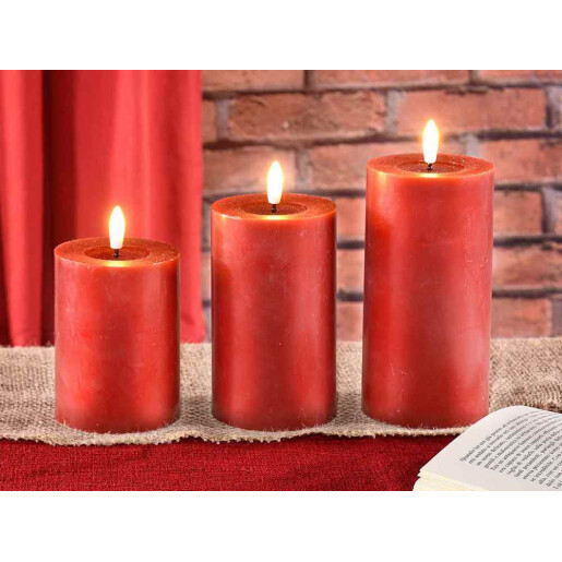 Lumanare ambientala cu led ceara rosie Ø 7,5 x 12,5 H