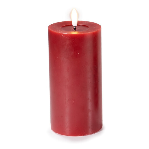 Lumanare ambientala cu led ceara rosie Ø 7,5 cm x 17,5 H