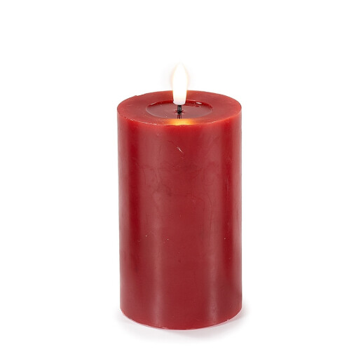 Set 3 lumanari ambientale cu led ceara rosie Ø 7,5 cm x 17,5 H, Ø 7,5 x 15,5 H, Ø 7,5 x 12,5 H