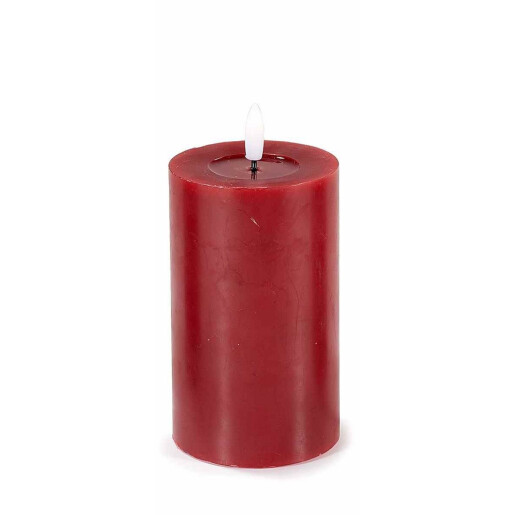 Set 3 lumanari ambientale cu led ceara rosie Ø 7,5 cm x 17,5 H, Ø 7,5 x 15,5 H, Ø 7,5 x 12,5 H