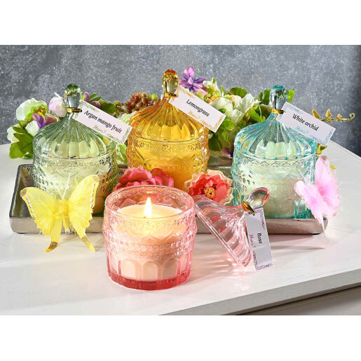 Lumanare parfumata in borcan sticla aroma Argan, Mango Ø 8,5 x 13 H