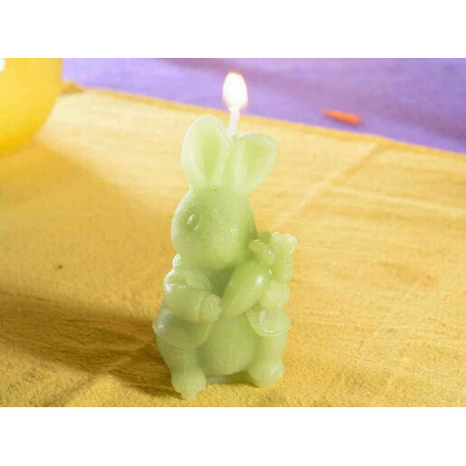Lumanare Iepuras ceara verde cm 3,5 x 3,5 x 7 H