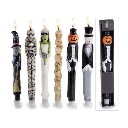 Set 6 lumanari Halloween ceara multicolora cu led cm 4 x 2,5 x 30 H