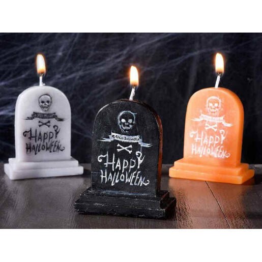 Lumanare Halloween ceara neagra gri cm 6 x 3,5 x 7,5 H